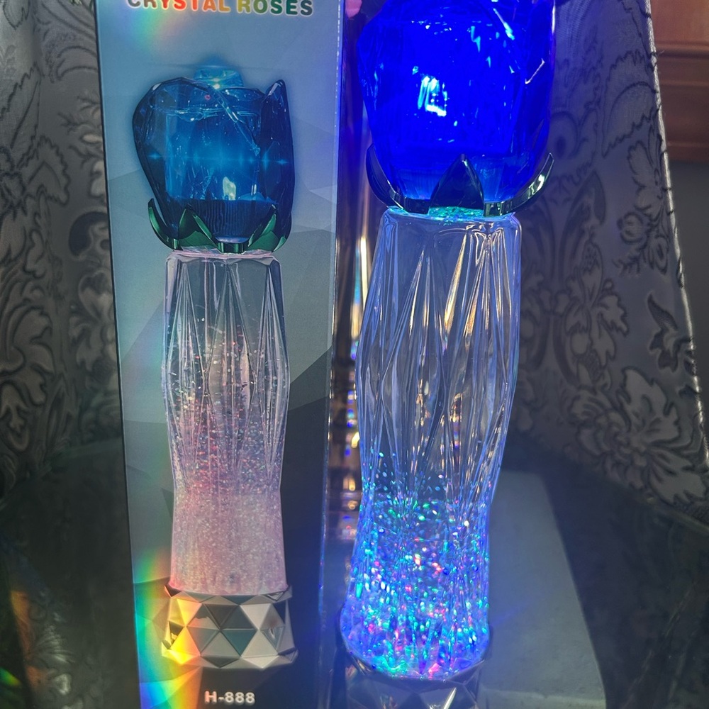 Blue Crystal Rose LED Light